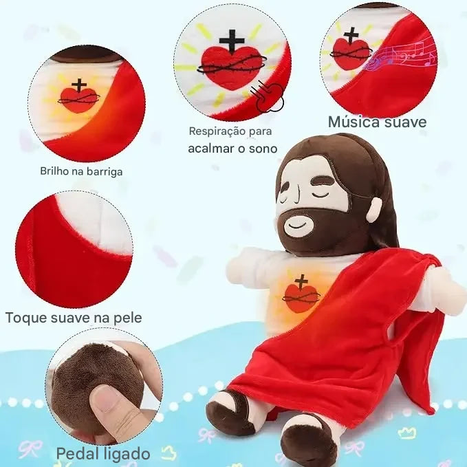 KIT 02 Jesus de Pelúcia Calmante com Respiração, Som e Luz