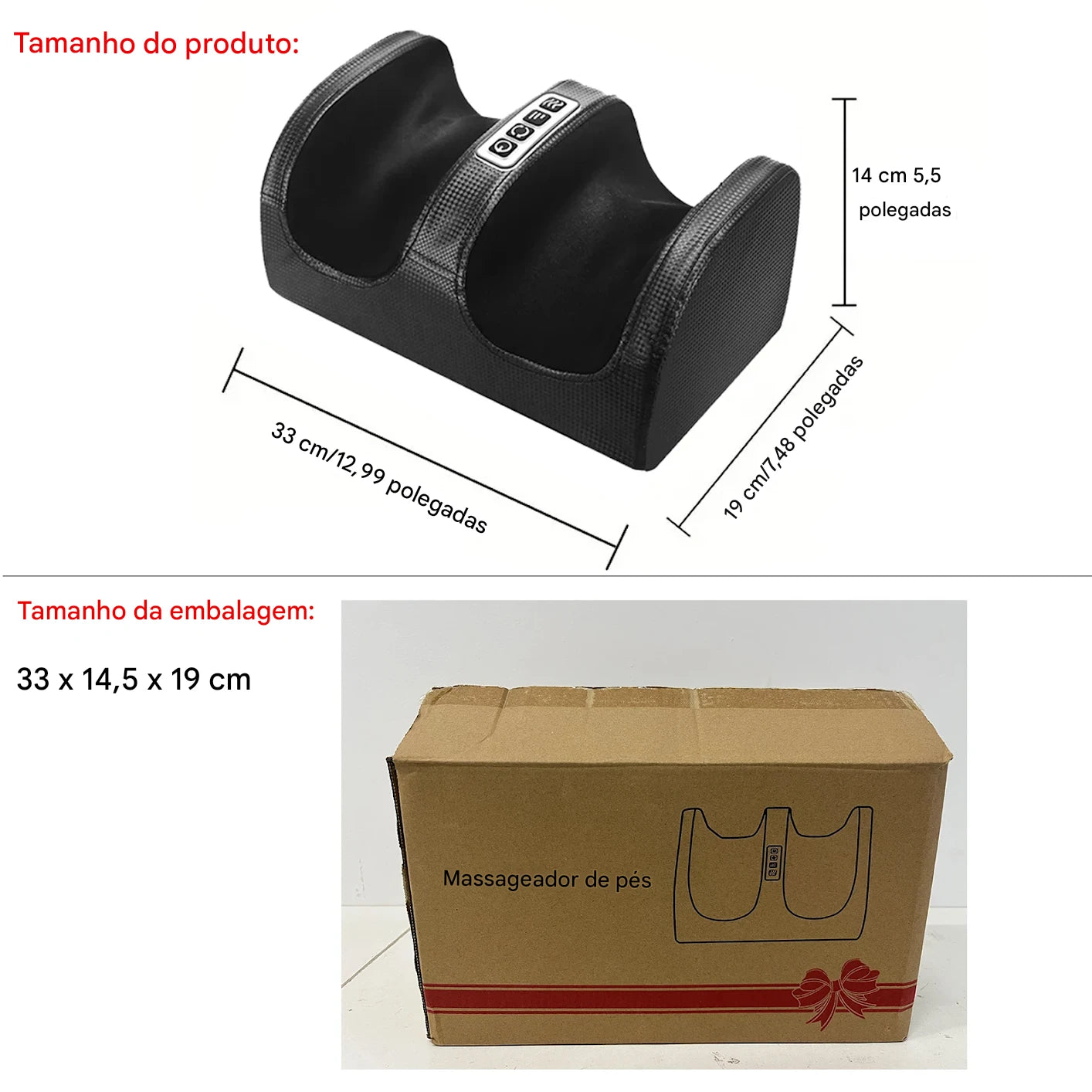 Massageador de Pés Elétrico OrthoRelax™ – Shiatsu 3D com Aquecimento e Alívio Profundo