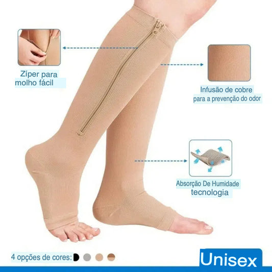 Meia de Compressão Terapêutica – Circulação Ativa, Pernas Leves o Dia Todo!