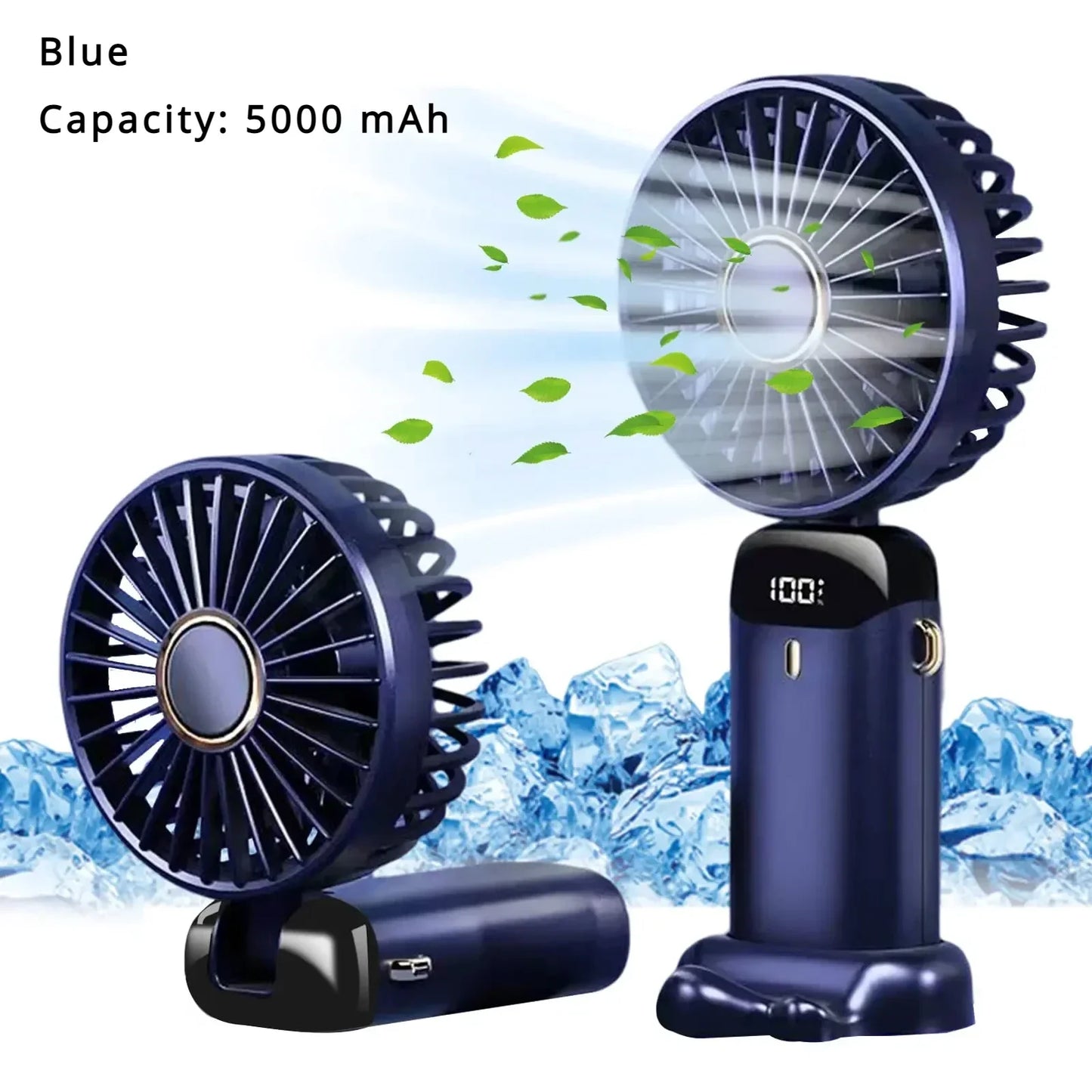 Mini Ventilador Portátil de Mesa e Pescoço – Recarregável com Display LED
