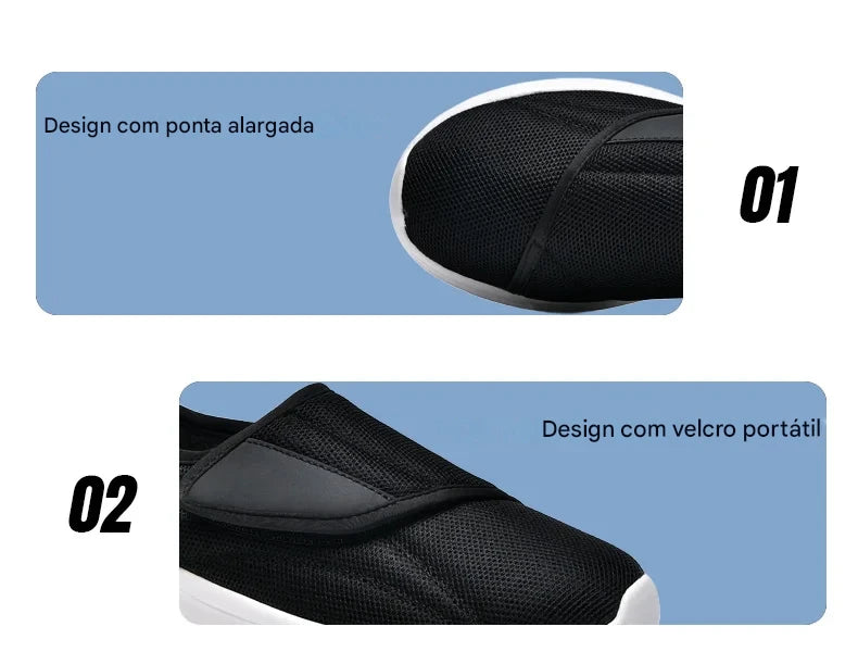 Tênis Ortopédico Masculino para Pés Inchados – Conforto Total com Largura Extra
