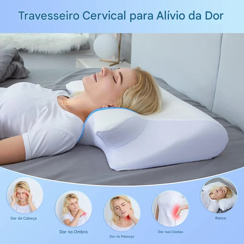 Travesseiro Ortopédico de Espuma de Memória- OrthoSleep™ 2 em 1