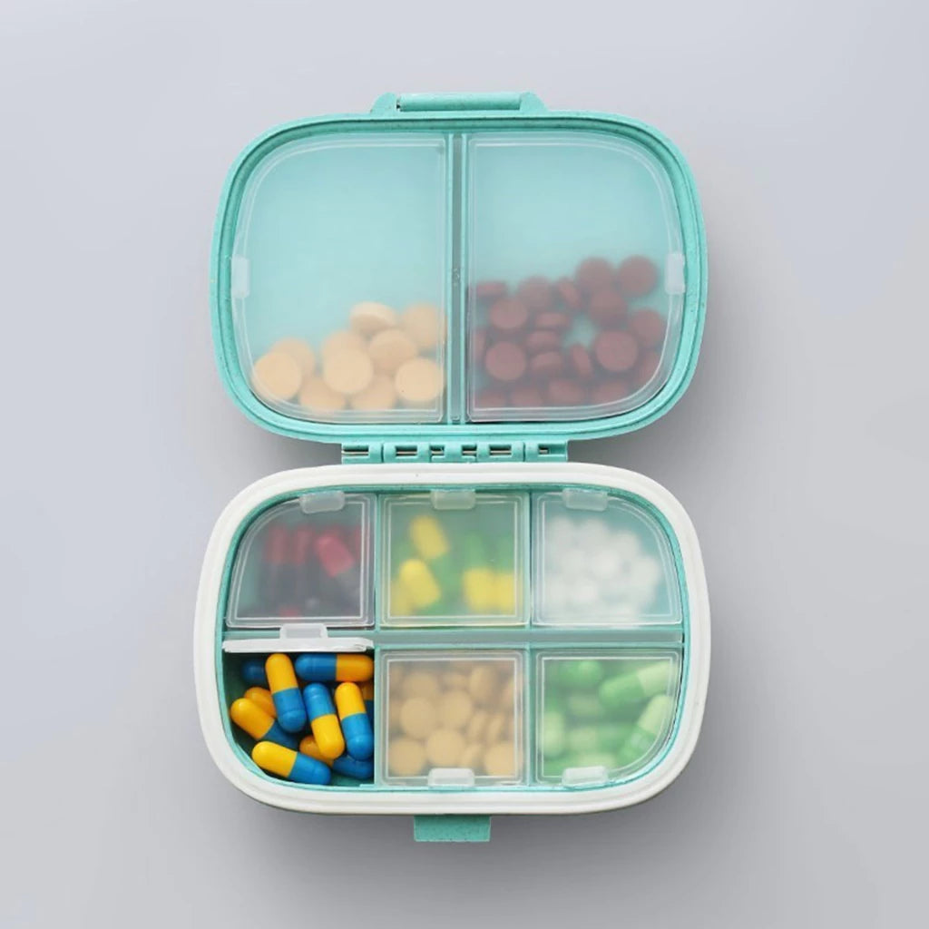 Kit 02 Porta Comprimidos Portátil com 8 Divisórias – Organizador de Remédios de Bolsa