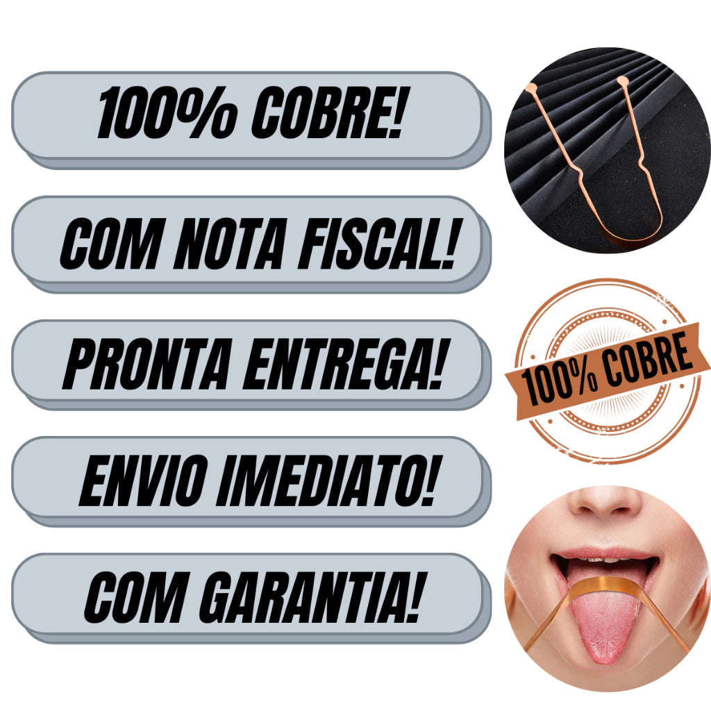 Kit 02 Raspadores de Língua de Cobre + Estojo Antibactérias de Brinde