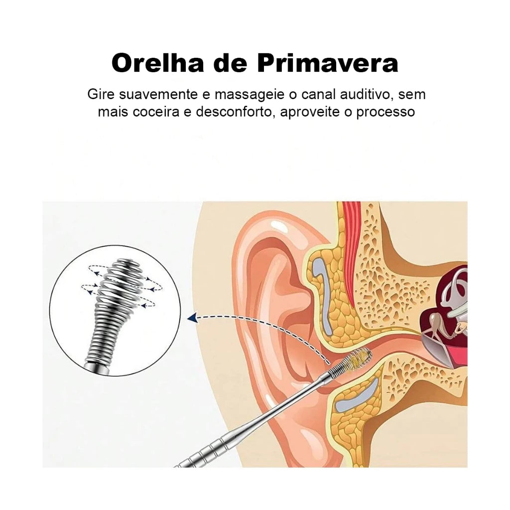 02 Kit Limpeza de Ouvido em Aço Inoxidável- Remova Cera com Segurança