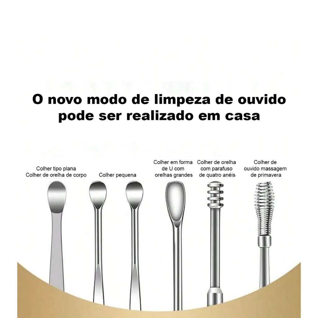 02 Kit Limpeza de Ouvido em Aço Inoxidável- Remova Cera com Segurança