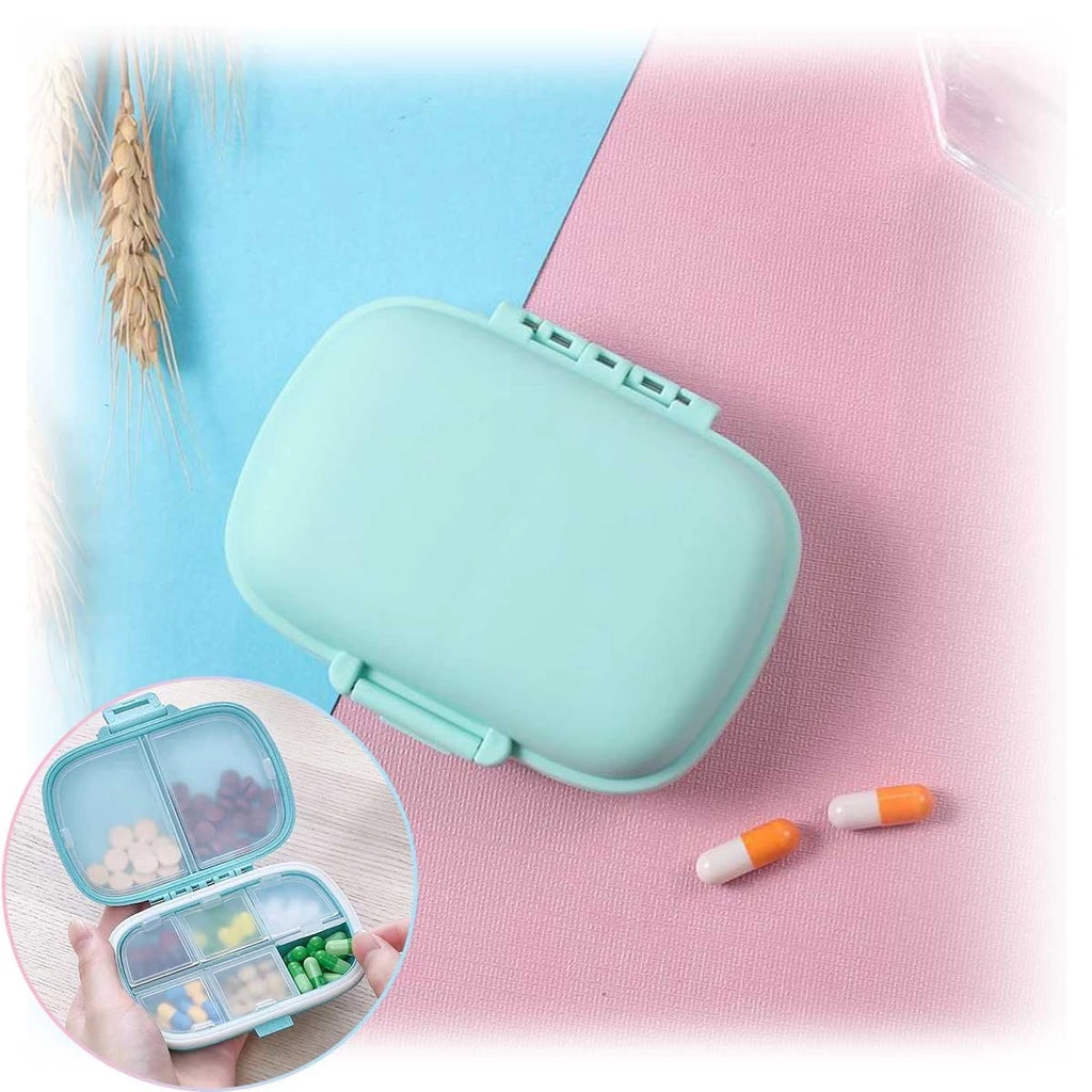 Kit 02 Porta Comprimidos Portátil com 8 Divisórias – Organizador de Remédios de Bolsa