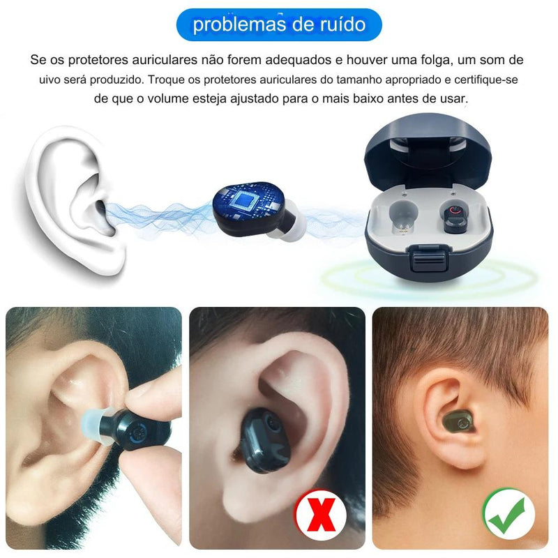 Mini Aparelho Auditivo Recarregável Invisível- Lançamento!