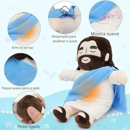 KIT 02 Jesus de Pelúcia Calmante com Respiração, Som e Luz