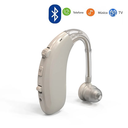 Aparelho Auditivo Bluetooth Recarregável – 16 Canais, Cancelamento de Ruído e Conforto Total