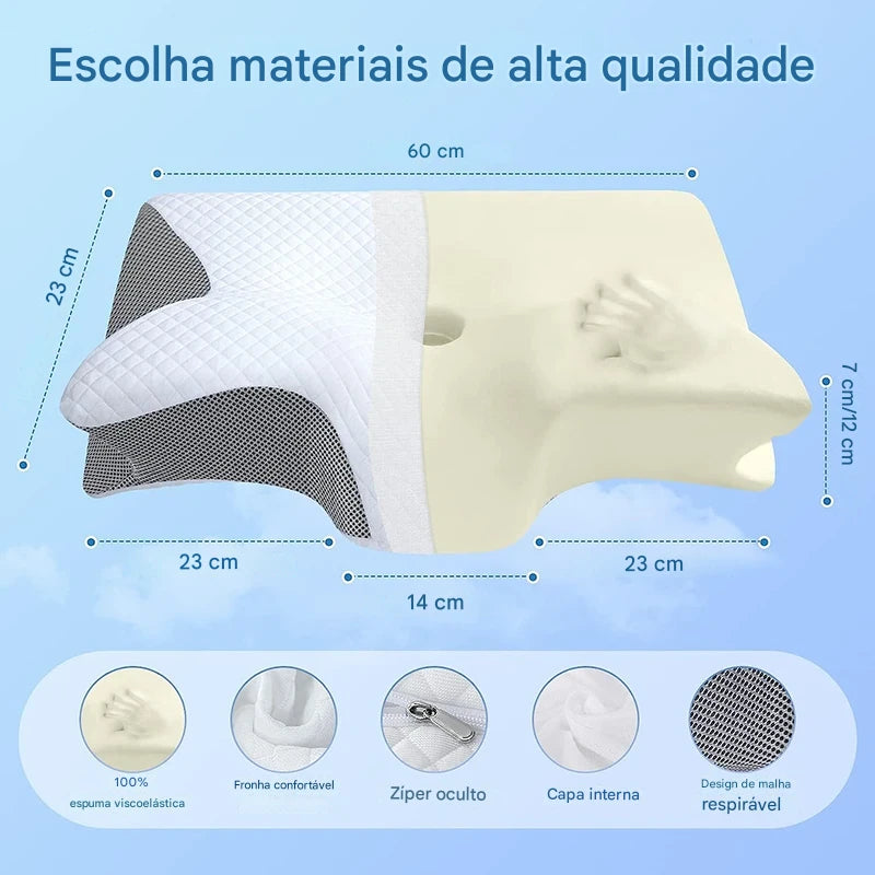 Travesseiro Ortopédico de Espuma de Memória- OrthoSleep™ 2 em 1
