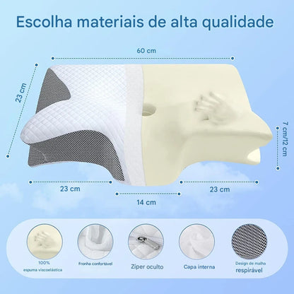 Travesseiro Ortopédico de Espuma de Memória- OrthoSleep™ 2 em 1
