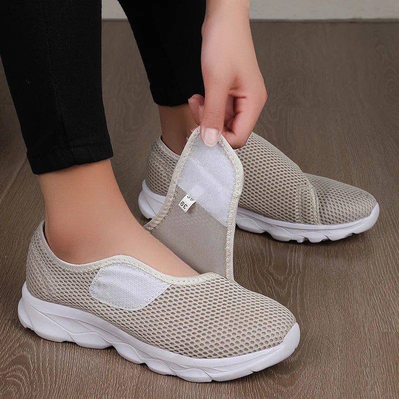 Tênis Ortopédico Feminino para Pés Inchados, Largos e com Joanetes – ConfortWalk™