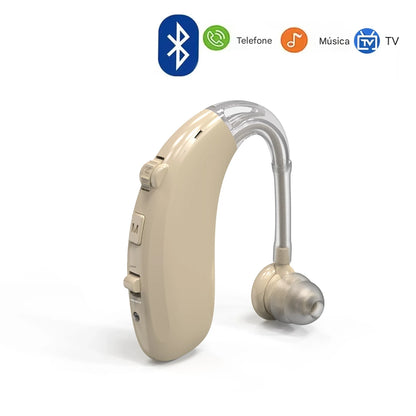 Aparelho Auditivo Bluetooth Recarregável – 16 Canais, Cancelamento de Ruído e Conforto Total