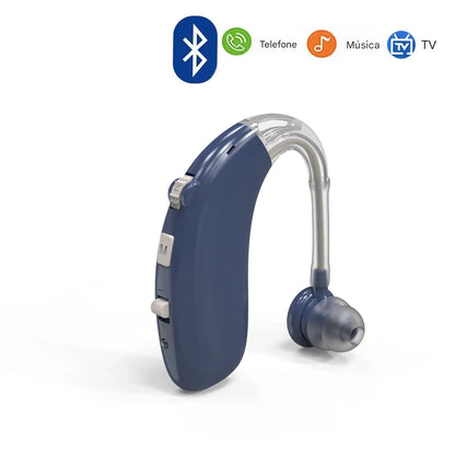 Aparelho Auditivo Bluetooth Recarregável – 16 Canais, Cancelamento de Ruído e Conforto Total