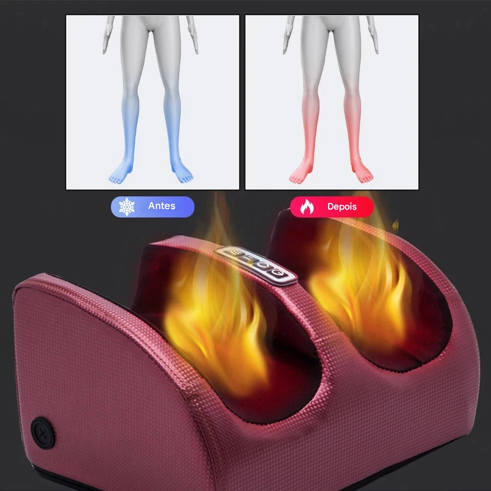 Massageador de Pés Elétrico OrthoRelax™ – Shiatsu 3D com Aquecimento e Alívio Profundo