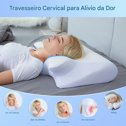 Travesseiro Ortopédico de Espuma de Memória- OrthoSleep™ 2 em 1