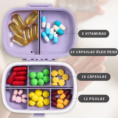 Kit 02 Porta Comprimidos Portátil com 8 Divisórias – Organizador de Remédios de Bolsa