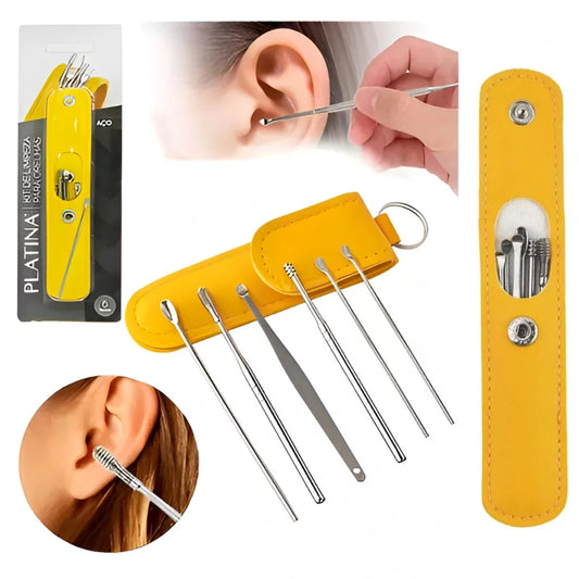 02 Kit Limpeza de Ouvido em Aço Inoxidável- Remova Cera com Segurança