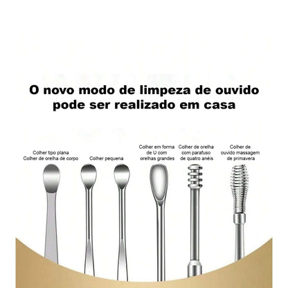 02 Kit Limpeza de Ouvido em Aço Inoxidável- Remova Cera com Segurança